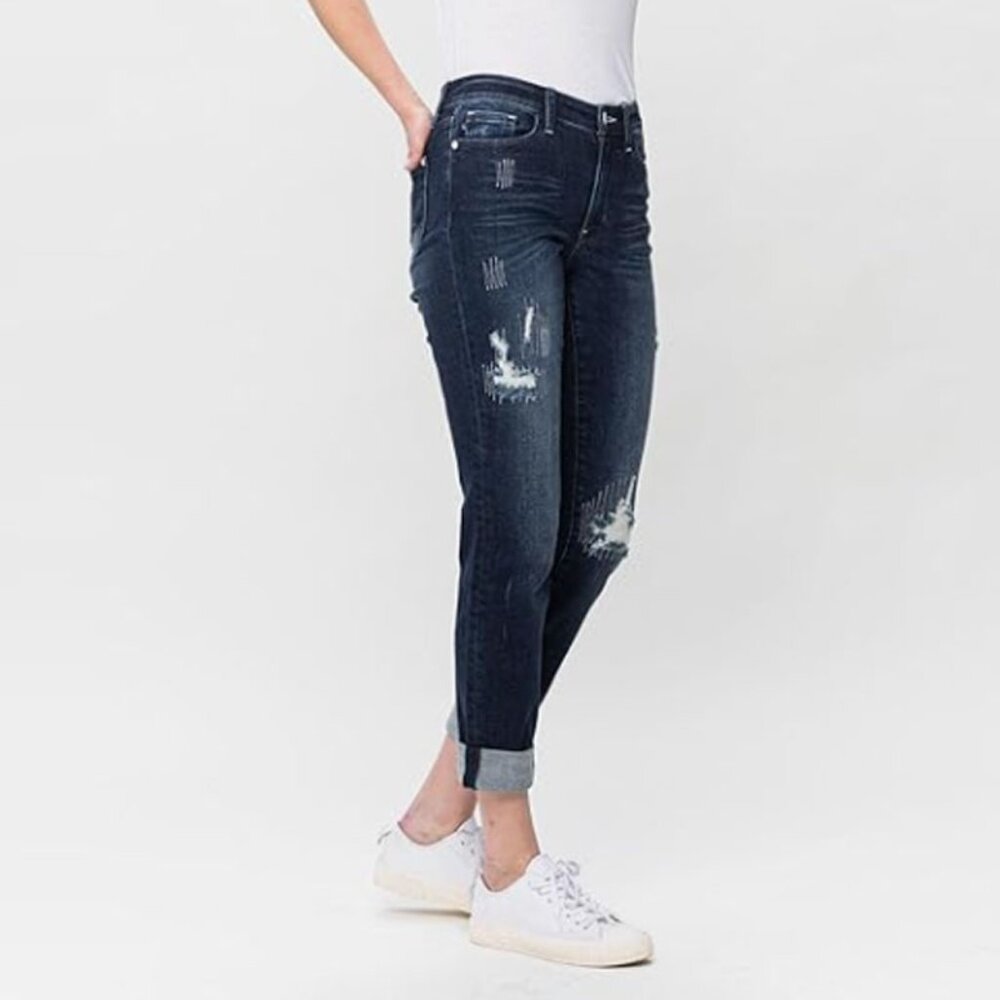 Judy Blue Cuffed Destroy Boyfriend Jeans - Picture 3 of 3